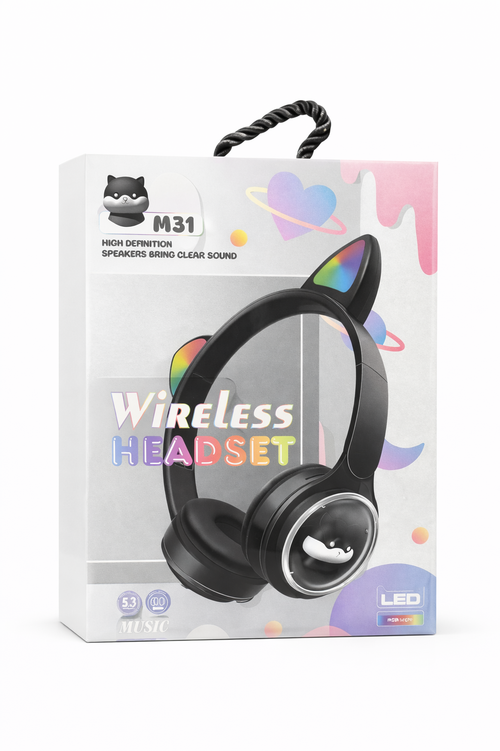 Wireless Cat Ear LED Headphones – M31 | HD Sound, RGB Lights, Comfortable Fit