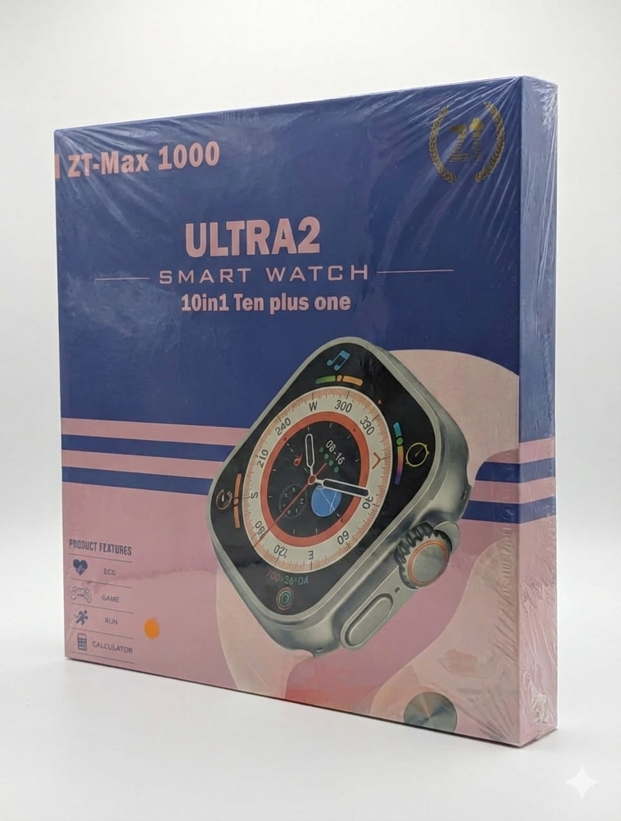 ZT-Max 1000 Ultra 2 Smart Watch | Vibrant AMOLED Display | Premium 10-in-1 Accessory Bundle